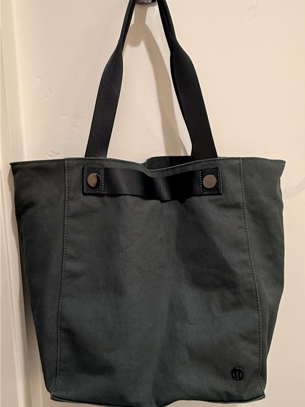 lululemon Dark Green Canvas Tote with Black Straps